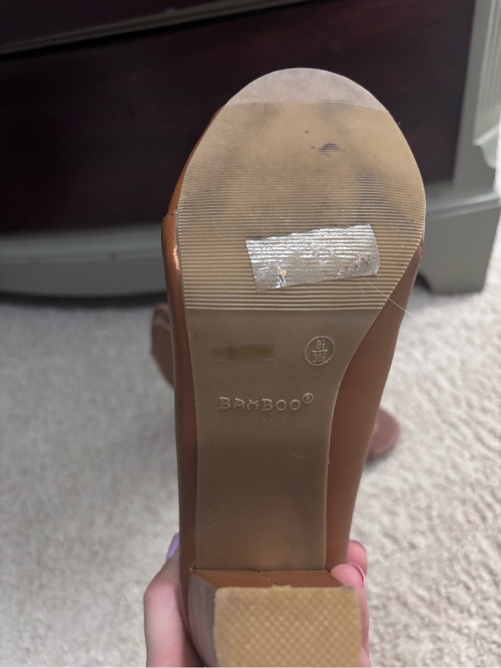 BAMBOO Tan Lace-Up Cutout High Heel Sandals - Picture 2 of 2